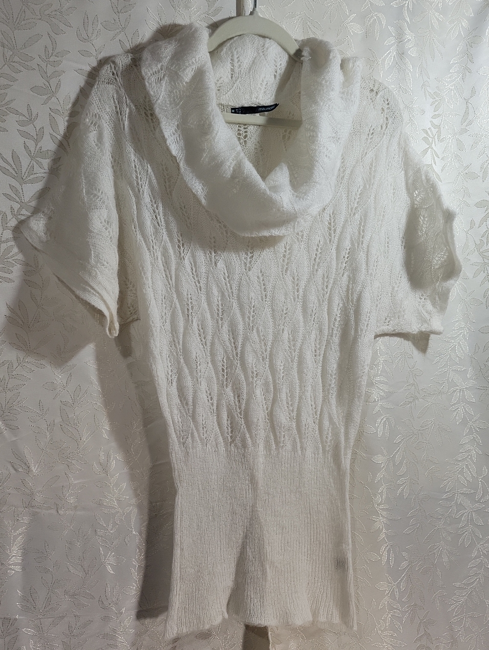 Maurices Ivory Cowl-Neck Cable Knit Short-Sleeve Sweater